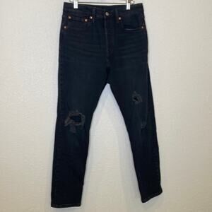Levi’s Women’s Black 501 Distressed High Rise Denim Jeans EUC Sz 28 Short Cotton